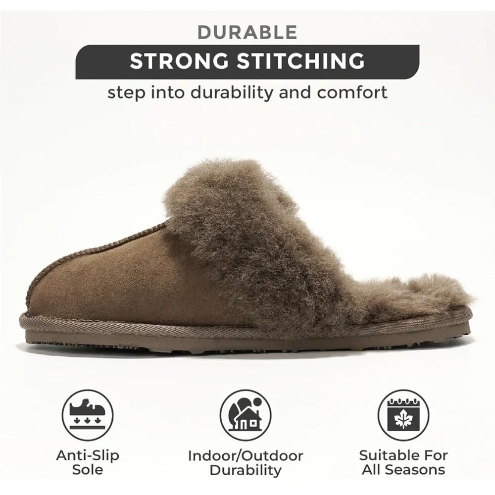 Cozy Fur-Lined Taupe Brown Slippers / Slides — 6 — Brand New UGG - Picture 3 of 5
